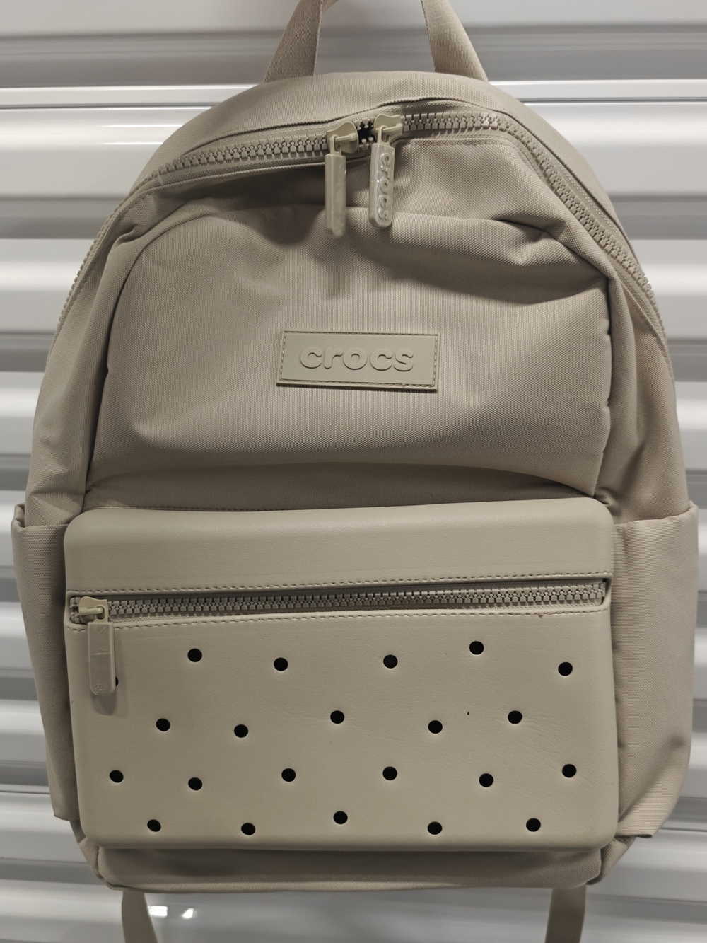 Crocs Classic Backpack – Taupe/Beige EVA Front Pocket Jibbitz Compatible
